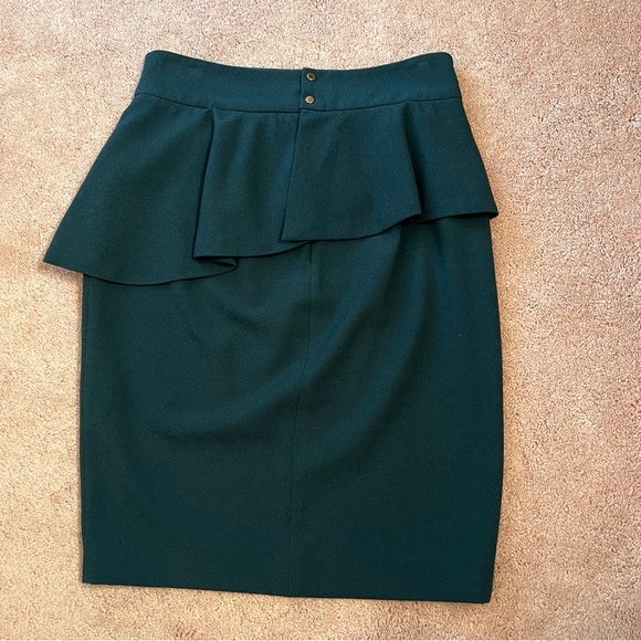 Zara Woman Peplum Pencil Skirt Dark Hunter Green Asymmetric Ruffles. Size Small - Picture 3 of 10
